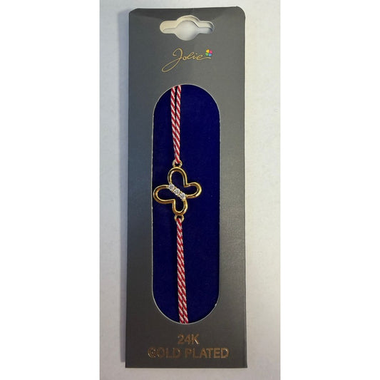 Bratara Placata cu Aur 24k, Snur Alb Rosu, Model 1 - vivimall.ro