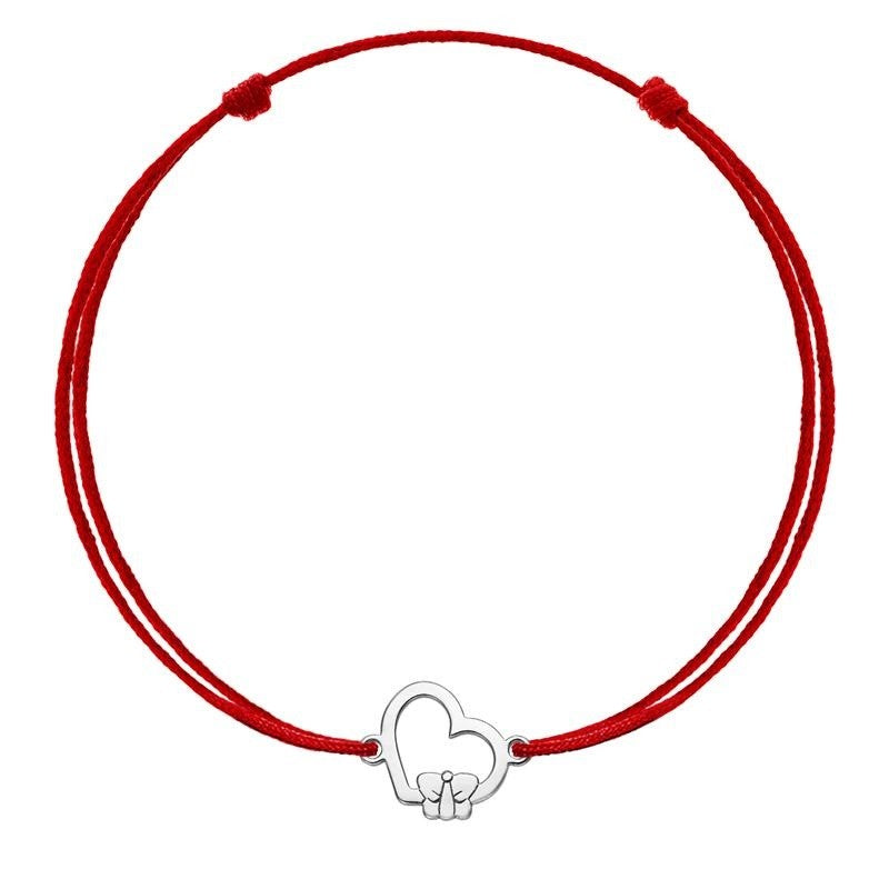 Bratara Snur Reglabil, Argint 925, Inima cu Fluture, Jolie Silver, 0.5 g, 1.5 cm x 1 cm