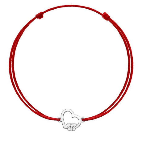 Bratara Snur Reglabil, Argint 925, Inima cu Fluture, Jolie Silver, 0.5 g, 1.5 cm x 1 cm