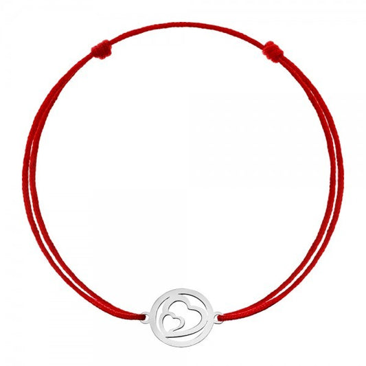 Bratara Snur Reglabil, Argint 925, Inimi in Cerc, Jolie Silver, 0.6 g, 1 cm x 1 cm