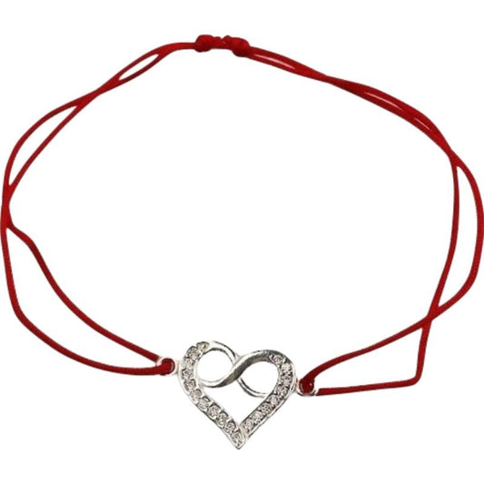 Bratara Snur Reglabil, Argint 925, Infinit In Inima Cu Zirconii, Jolie Silver, 1 g, 2 cm x 1.5 cm - vivimall.ro