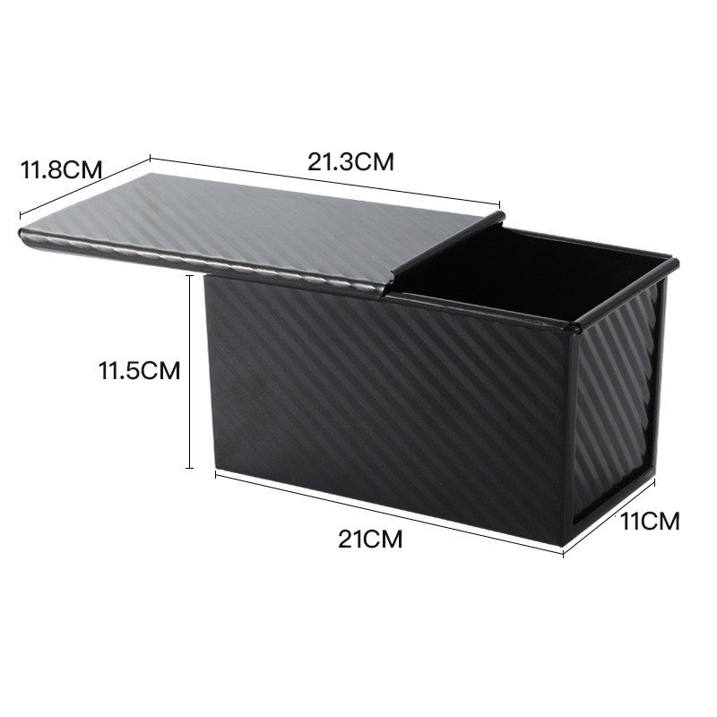 Tava pentru Paine, Vivimall, din Otel Carbon, 450 g, cu Capac, Antiaderenta, 21 x 11 x 11.5 cm, Negru - vivimall.ro
