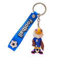 Breloc chei Flippy model vultur albastru, mascotă fotbal Cupa Mondială, vedere frontală, 6.2×3.4 cm