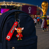 Breloc Flippy cerb roșu pe cheie, accesoriu fotbal Cupa Mondială, cadou pasionați sport
