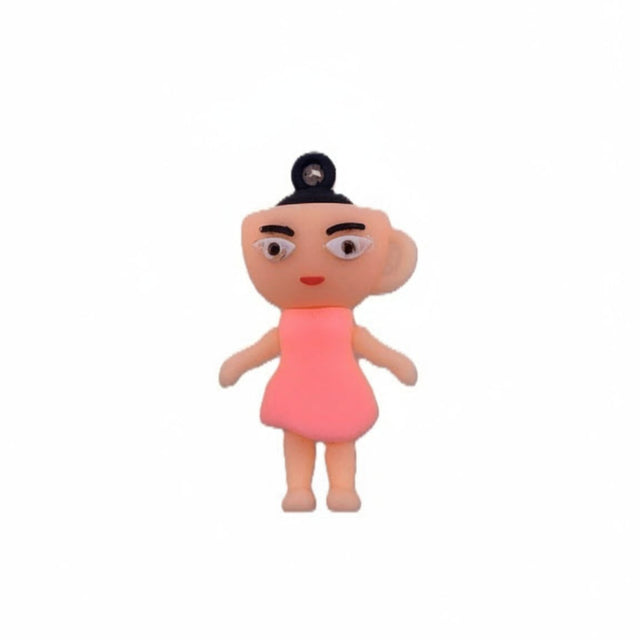 Breloc silicon Flippy Ballerina Cappuccina roz, figurină Brainrot 4 cm, vedere frontală