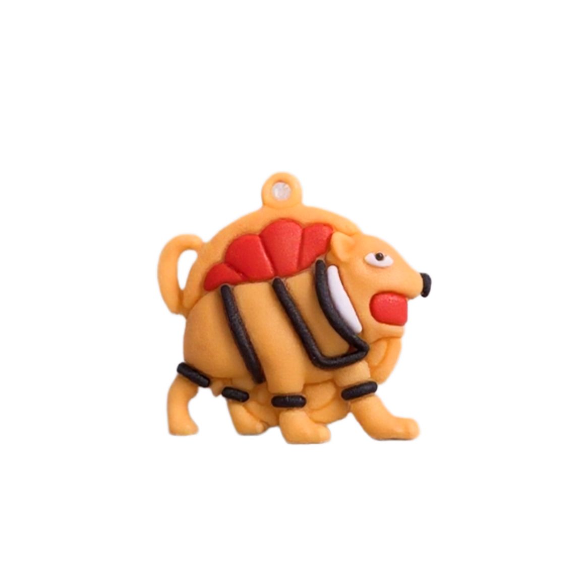 Breloc din silicon portocaliu Flippy Figurină Brainrot Burbaloni Luliloli, 3,5 cm, vedere frontală