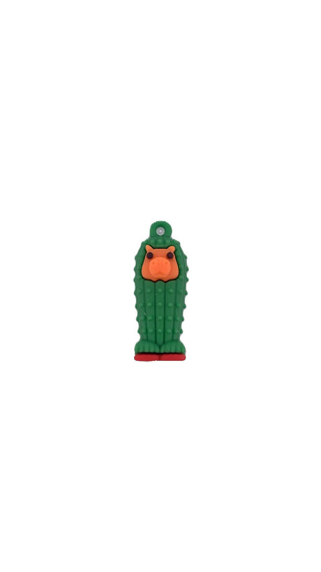 Breloc silicon verde Flippy Cacto Hipopotamo, figurină Brainrot 4 cm, vedere frontală