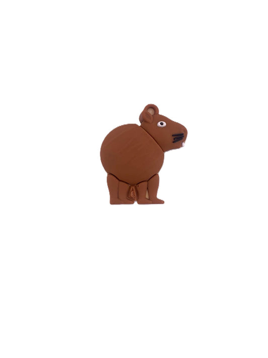 Breloc de Chei din Silicon, Flippy, Figurina Brainrot Capybara, 4 cm, Maro - vivimall.ro