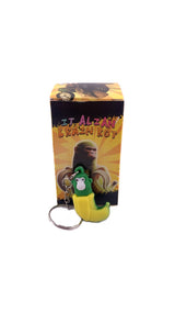 Breloc de Chei din Silicon, Flippy, Figurina Brainrot Cimpanzini Bananini, 4 cm, Galben/Verde - vivimall.ro