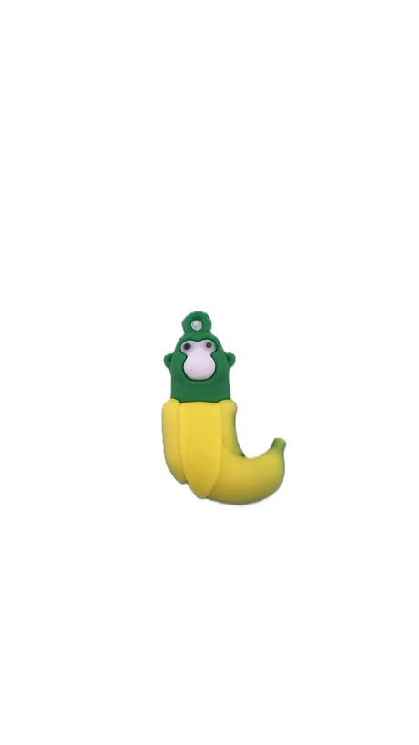 Breloc de chei din silicon Flippy, figurină Cimpanzini Bananini Brainrot, 4 cm, galben și verde, vedere frontală