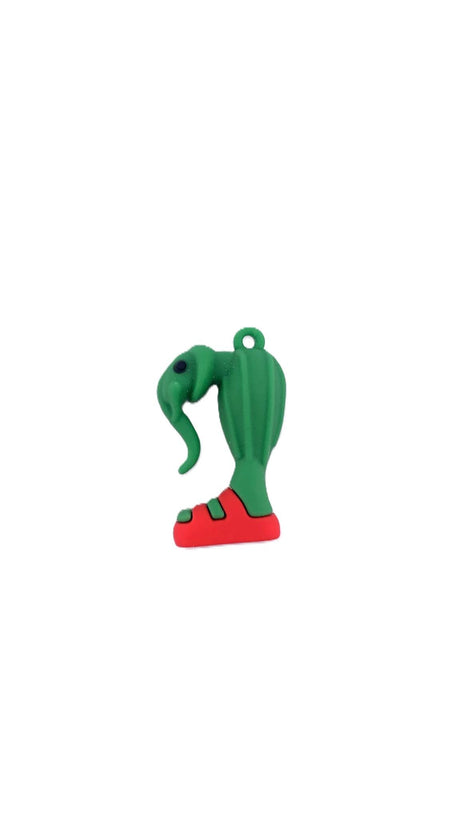 Breloc silicon Flippy Elefant Cactus Lirili Larila, 4 cm, culori verde și roșu, vedere frontală