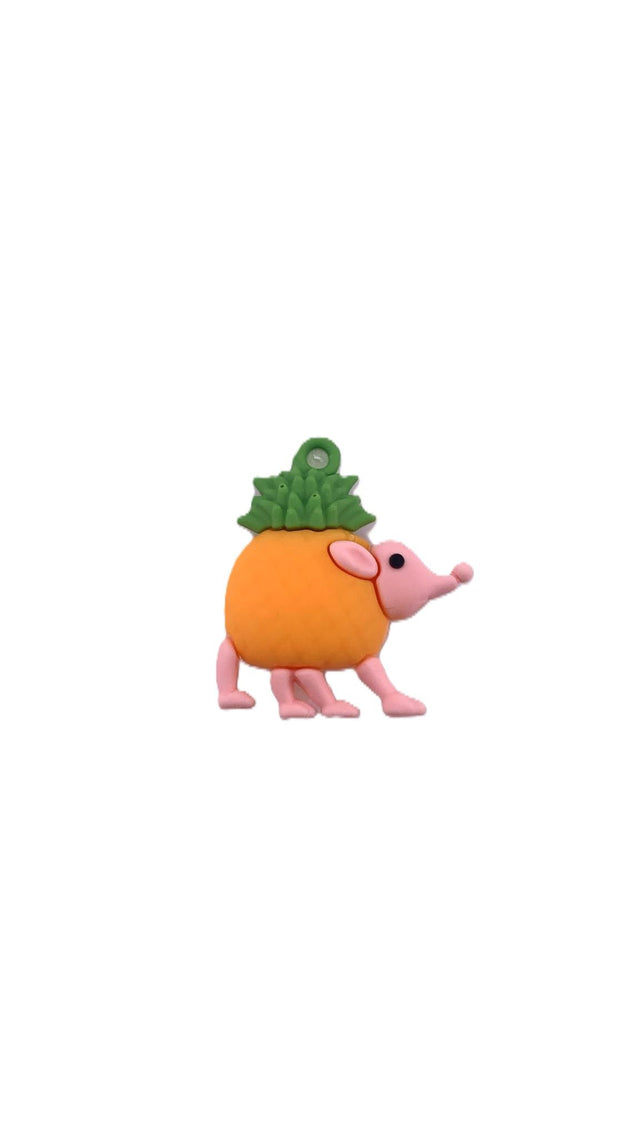 Breloc silicon Flippy Snooffi Zeffirulli 4 cm, figurină brainrot portocaliu și verde, vedere frontală