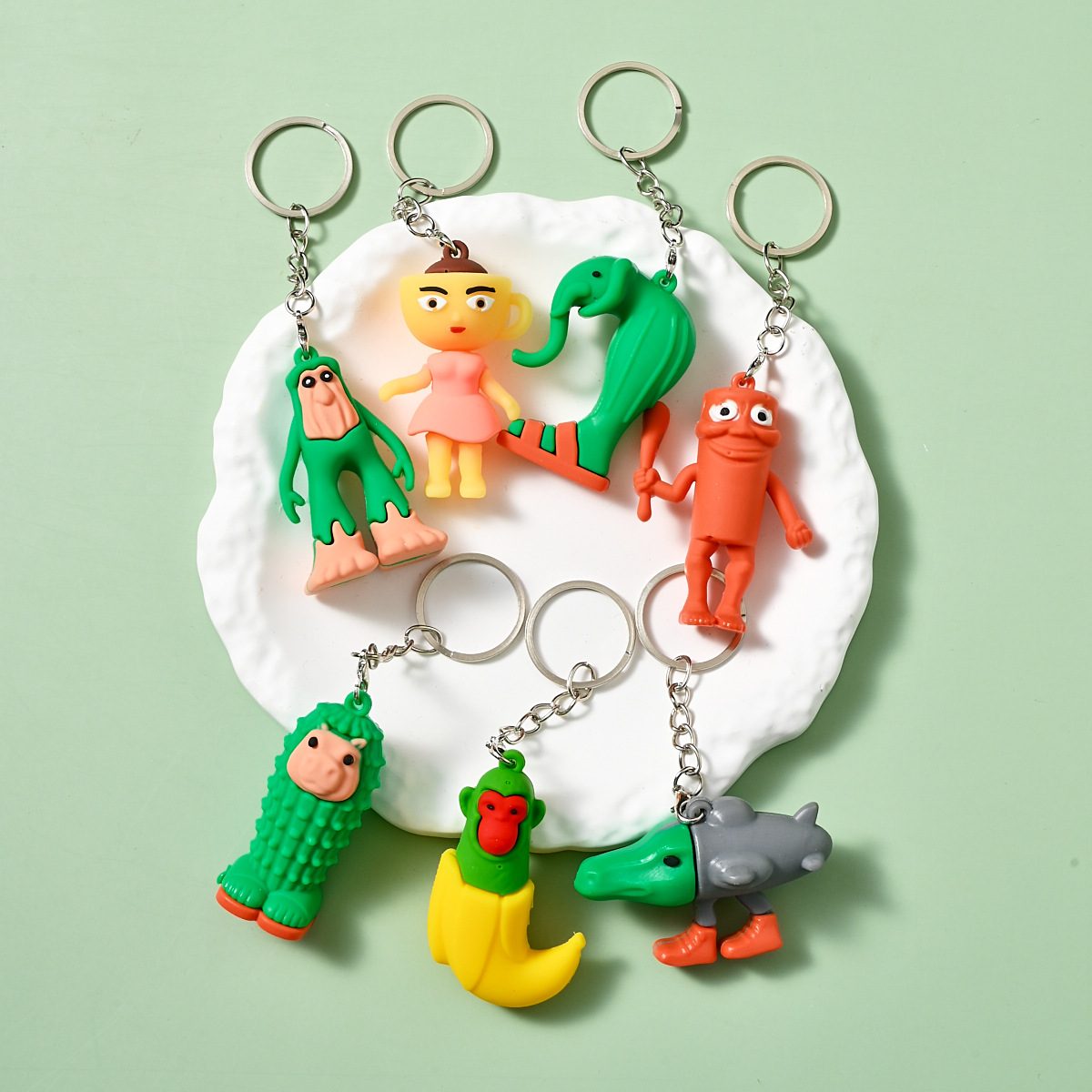 Breloc de Chei din Silicon, Flippy, Figurina Brainrot Svinino Bombondino, 4 cm, Maro - vivimall.ro