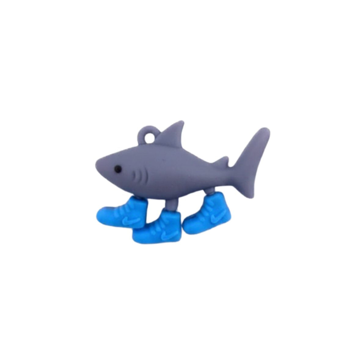 Breloc silicon Flippy figurină Brainrot Tralalero Tralala, 4 cm, culoare gri și albastru, vedere frontală