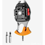 Breloc Multifunctional, Model W5147, Kit Supravietuire, Lanterna, Bricheta, Fluier, Din Abs/Aluminiu, Alimentare Usb, Negru/Portocaliu - vivimall.ro