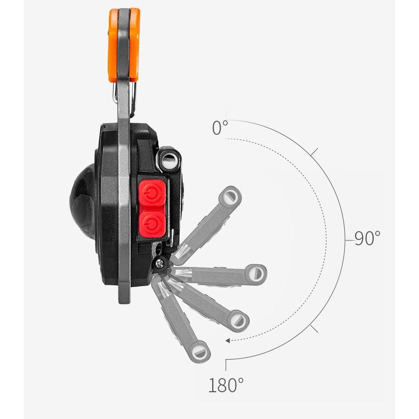 Breloc Multifunctional, Model W5147, Kit Supravietuire, Lanterna, Bricheta, Fluier, Din Abs/Aluminiu, Alimentare Usb, Negru/Portocaliu - vivimall.ro