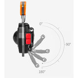 Breloc Multifunctional, Flippy, Model W5147, Kit Supravietuire, Lanterna, Bricheta, Fluier, din ABS/Aluminiu, Alimentare USB, Negru/Portocaliu