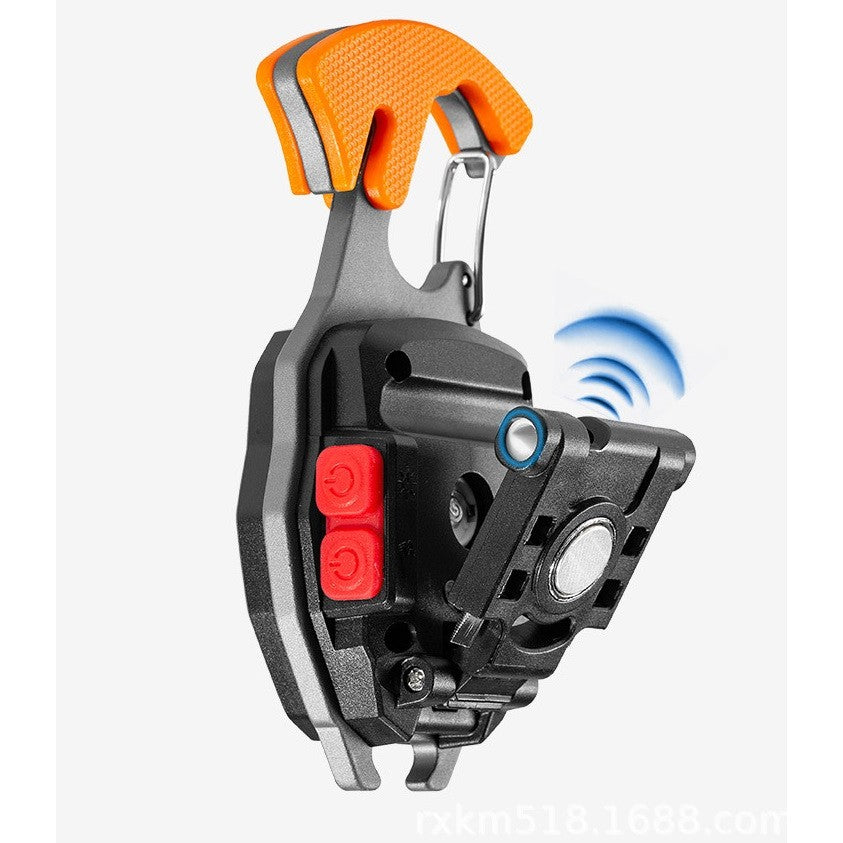 Breloc Multifunctional, Model W5147, Kit Supravietuire, Lanterna, Bricheta, Fluier, Din Abs/Aluminiu, Alimentare Usb, Negru/Portocaliu - vivimall.ro