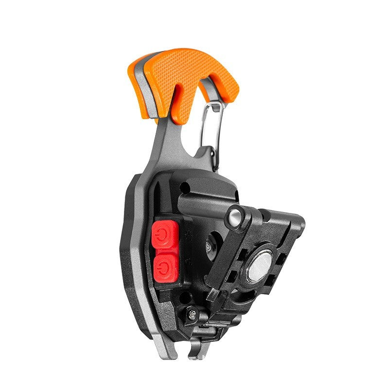 Breloc Multifunctional, Model W5147, Kit Supravietuire, Lanterna, Bricheta, Fluier, Din Abs/Aluminiu, Alimentare Usb, Negru/Portocaliu - vivimall.ro