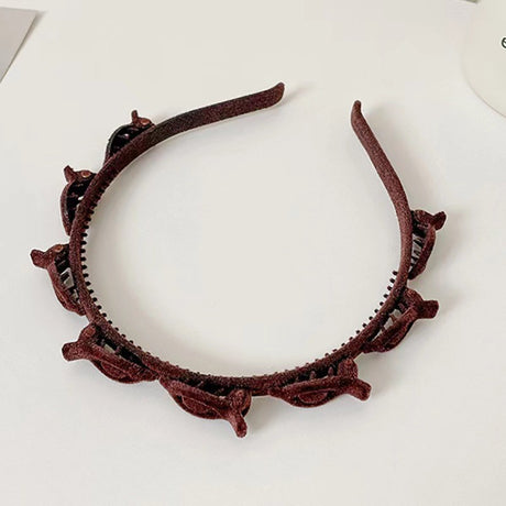 Bentita de Par pentru Femei, Vivimall, Agrafa Stil Coreean, Accesoriu pentru Par cu Textura MultiStrat, 13 x 11.5 cm, Coffee