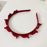 Bentita de Par pentru Femei, Vivimall, Agrafa Stil Coreean, Accesoriu pentru Par cu Textura MultiStrat, 13 x 11.5 cm, Rosu