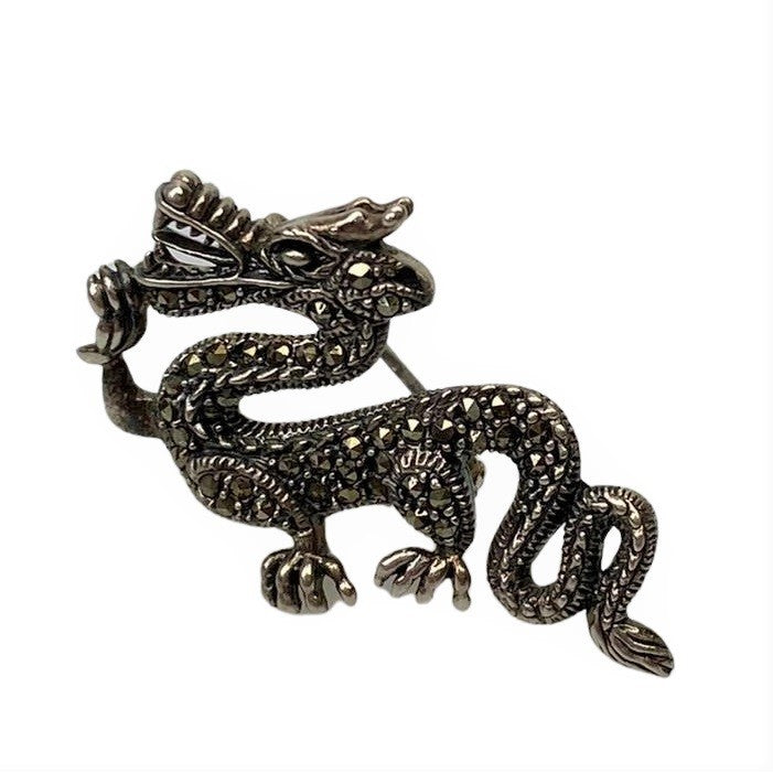 Brosa Din Argint 925 Dragon Cu Marcasite