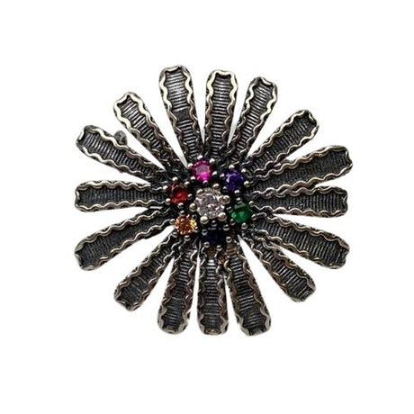 Brosa din Argint 925 Floare Filigran cu Piatra - vivimall.ro