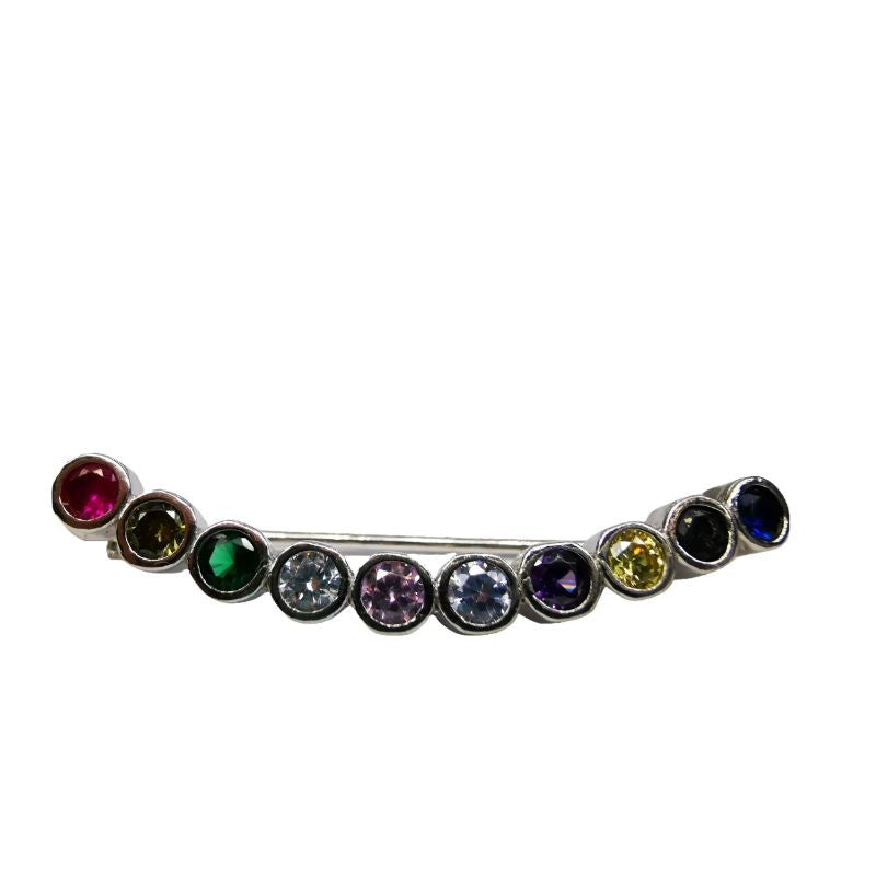 Brosa din Argint 925 Semicerc Pietre Colorate Rotunde - vivimall.ro