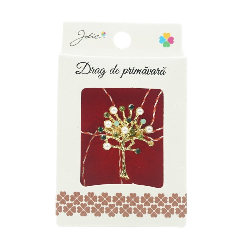 Brosa Mica in Cutie Copac cu Perle - vivimall.ro