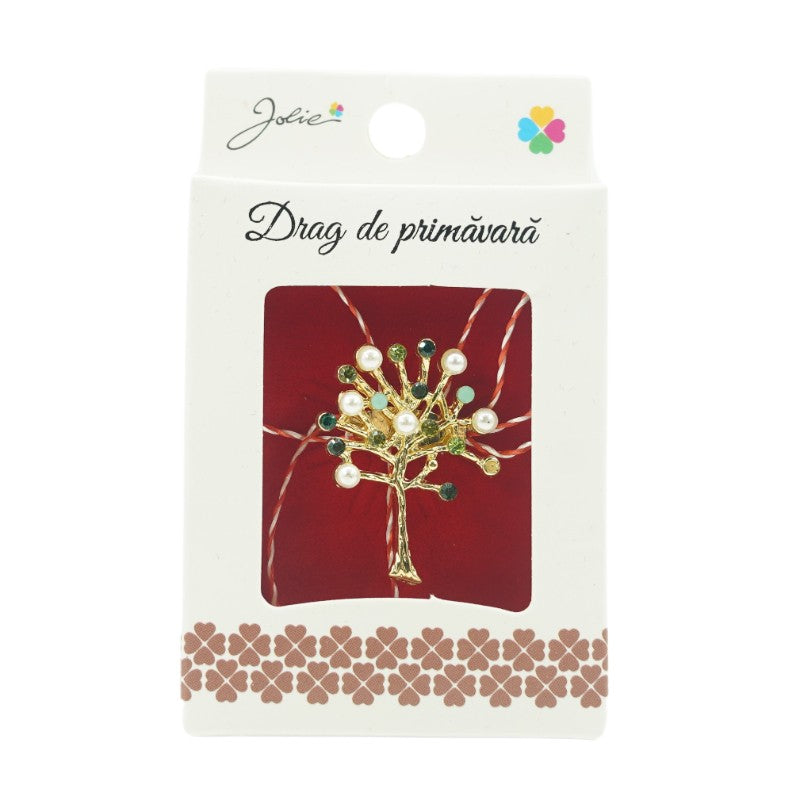 Brosa Mica in Cutie Copac cu Perle - vivimall.ro