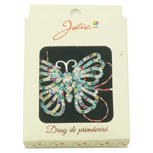 Brosa Multicolora Jolie model Fluture Pietre - vivimall.ro