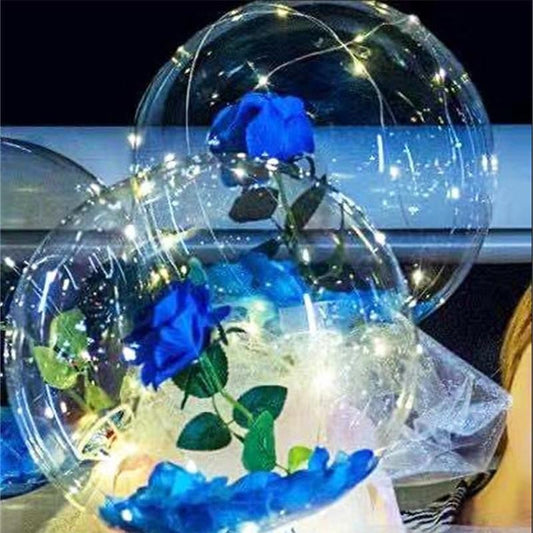 Trandafir Albastru In Balon Cu Lumini Led | BlueRose - vivimall.ro