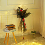 Buchet Trandafir Rosu In Balon Cu Lumini Led | Cuorelle 2 - vivimall.ro