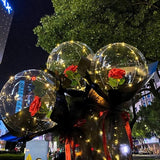 Buchet Trandafir Rosu In Balon Cu Lumini Led | Cuorelle 2 - vivimall.ro