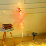 Buchet Decorativ, Vivimall, Trandafir in Balon cu Lumini Led, Diametru 35 cm, 2 x Baterii AA (neincluse), Sampanie - vivimall.ro