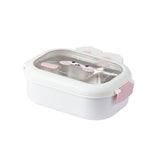 Cutie Pentru Pranz Sau Gustari, Cu Doua Compartimente, Model Iepuras, Pentru Copii Si Adulti, Etansare, Pp, Perfect Pentru Scoala Si Birou, 1000 Ml, 22X17.8X8 Cm - vivimall.ro