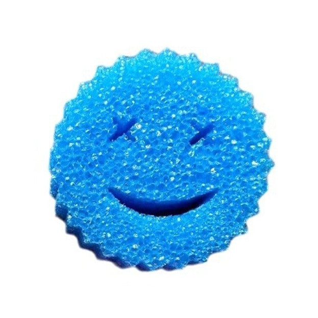 Burete De Vase, Rotund, Din Burete Pu, Model Smiley Face, Doua Fete, 10 X 4 Cm, Albastru/Galben - vivimall.ro