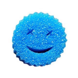 Burete de Vase, Vivimall, Rotund, din Burete PU, Model Smiley Face, Doua Fete, 10 x 4 cm, Albastru/Galben - vivimall.ro