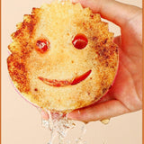 Burete de Vase, Vivimall, Rotund, din Burete PU, Model Smiley Face, Doua Fete, 10 x 4 cm, Portocaliu/Galben - vivimall.ro