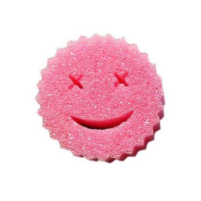 Burete De Vase, Rotund, Din Burete Pu, Model Smiley Face, Doua Fete, 10 X 4 Cm, Roz/Galben - vivimall.ro