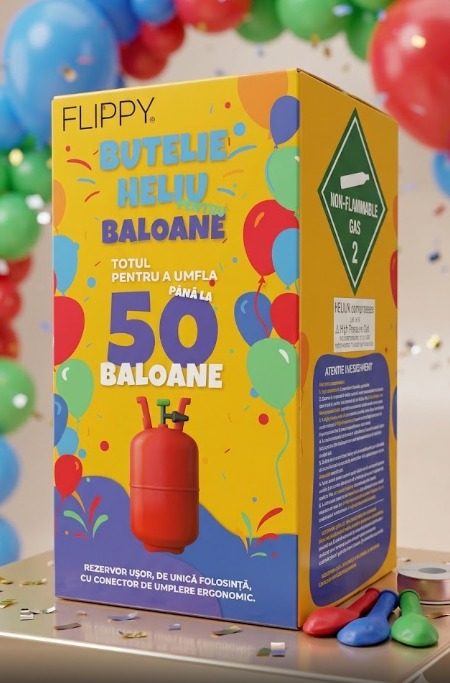 Butelie Heliu de Unica Folosinta, Butelie pentru 50 Baloane Latex, Ideala pentru Petreceri si Evenimente, 13l, 24x24x42, Rosu - vivimall.ro