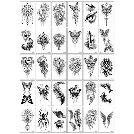 Set 30 Tatuaje Temporare, Pe Baza De Apa - vivimall.ro