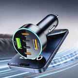Conținut cutie încărcător auto 6 în 1 Vivimall PD 65W, accesorii incluse și instrucțiuni, vedere de sus