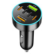 Încărcător auto 6 în 1 Vivimall cu 2 porturi USB QC3.0 și 4 porturi Type-C PD 65W, vedere frontală, culoare neagră