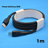 Cablu de Date impletit din Nailon, Flippy, Incarcare Rapida, Potrivit Compatibil cu iPhone, Cablu de Incarcare cu Power Delivery 20W, 1 m, Negru - vivimall.ro