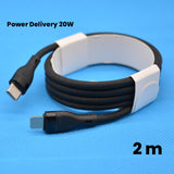 Cablu de Date impletit din Nailon, Flippy, Incarcare Rapida, Potrivit Compatibil cu iPhone, Cablu de Incarcare cu Power Delivery 20W, 2 m, Negru - vivimall.ro