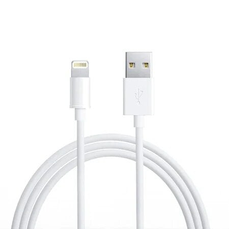 Cablu Lightning iPhone 3 metri, culoare albă, compatibil seria iPhone 5-14, vedere frontală