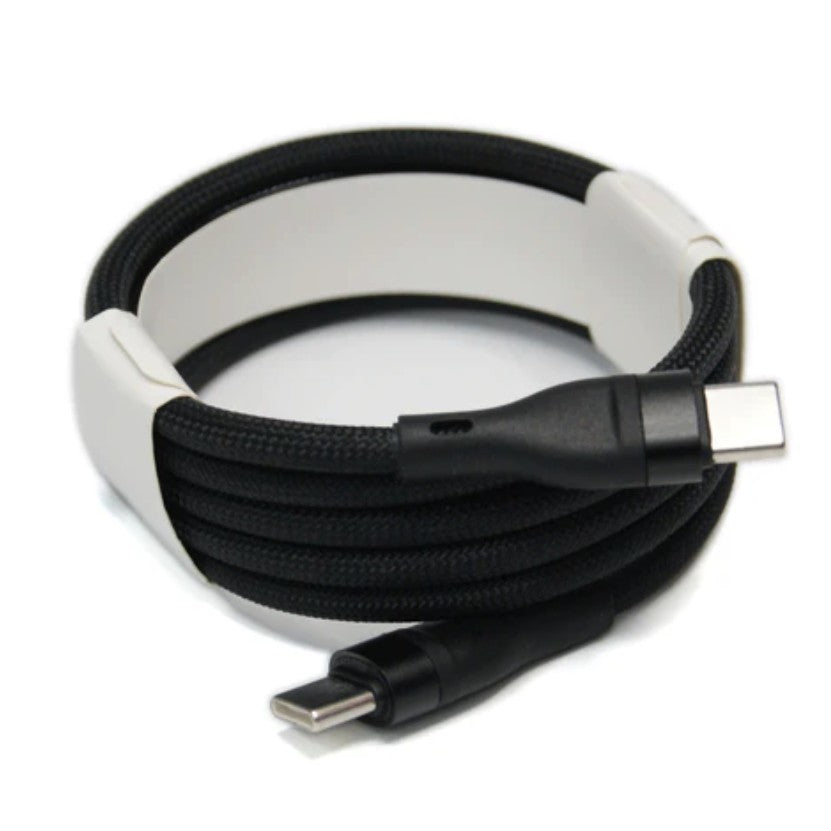 Cablu de Date Universal, Flippy, Incarcare Rapida, Type-C to Type-C Compatibil cu Telefon sau Tableta, Cablu de Incarcare Impletit din Nailon, 1 m, Negru - vivimall.ro