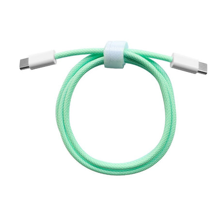 Cablu de Date Universal, Flippy, Incarcare Rapida, Type-C to Type-C Compatibil cu Telefon sau Tableta, Cablu de Incarcare Impletit din Nailon, 1 m, Verde - vivimall.ro