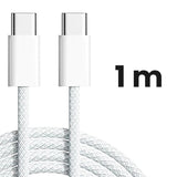 Cablu de Date Universal pentru Telefon, Flippy, Cablu TYPE-C to TYPE-C, Compatibil cu iOS si Android, Fire 130 cupru, 1M, Impletit Nailon, Alb - vivimall.ro